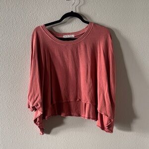 Free People Dusty Rosey/Red Long Sleeve Top